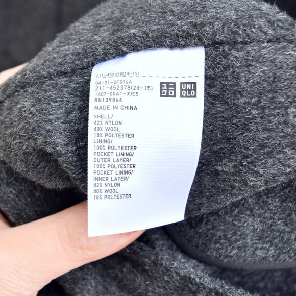 【SOLD】Dark Gray 40% Wool Coat - Uniqlo and JW Anderson Women Outwear - Picture 7 of 9